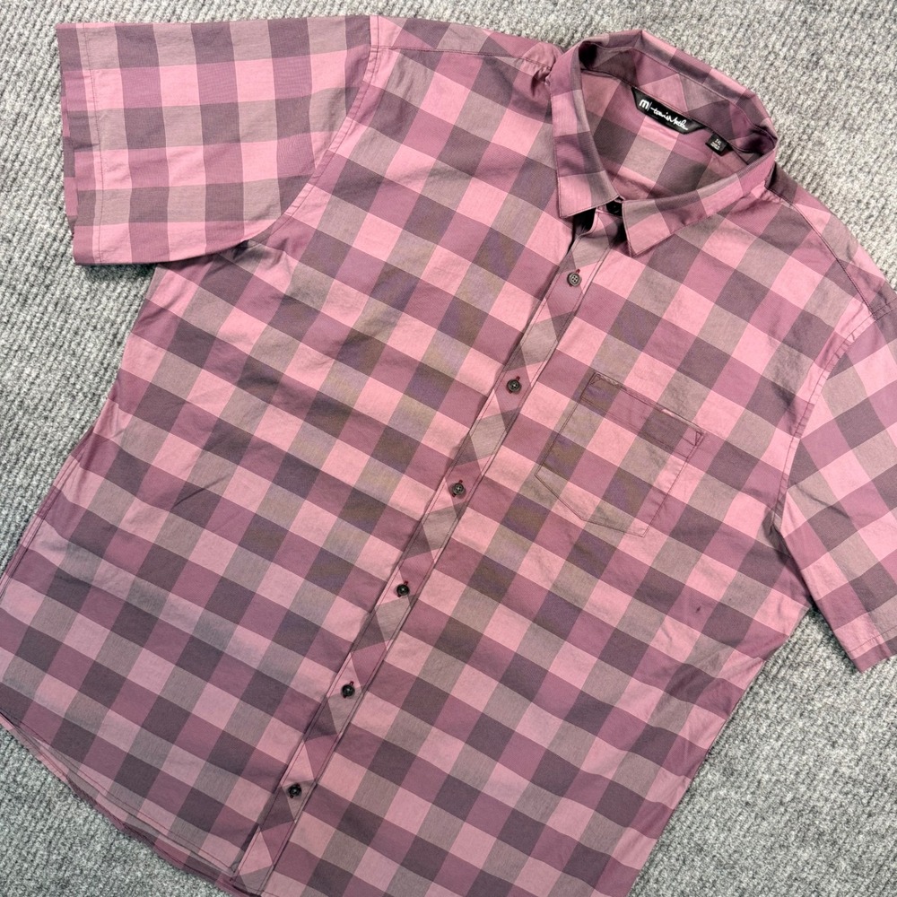 TravisMathew Mens 3XL Purple Plaid Short Sleeve Button Down Golf Shirt 1M0184